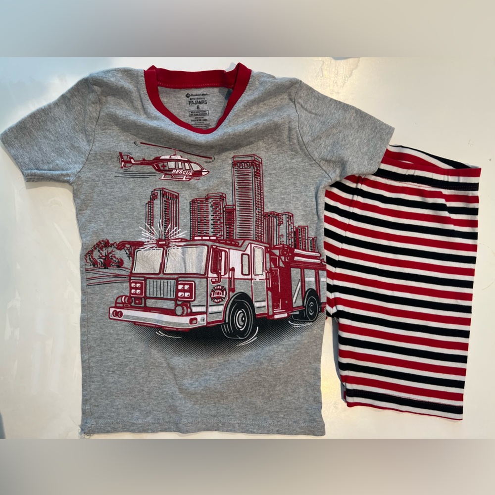 Bundle of 4 short sleeves pajamas size 7-8 yo 100% cotton - Picture 4 of 5